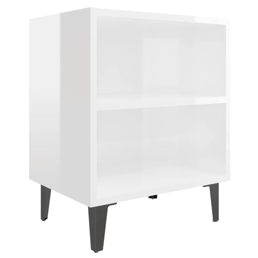 Nachtkastje Met Metalen Poten 40X30X50 Cm 1 Hoogglans wit