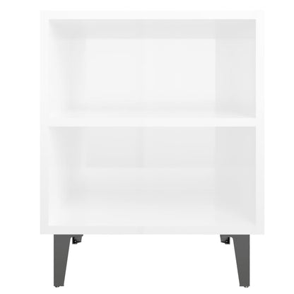 Nachtkastje Met Metalen Poten 40X30X50 Cm 1 Hoogglans wit
