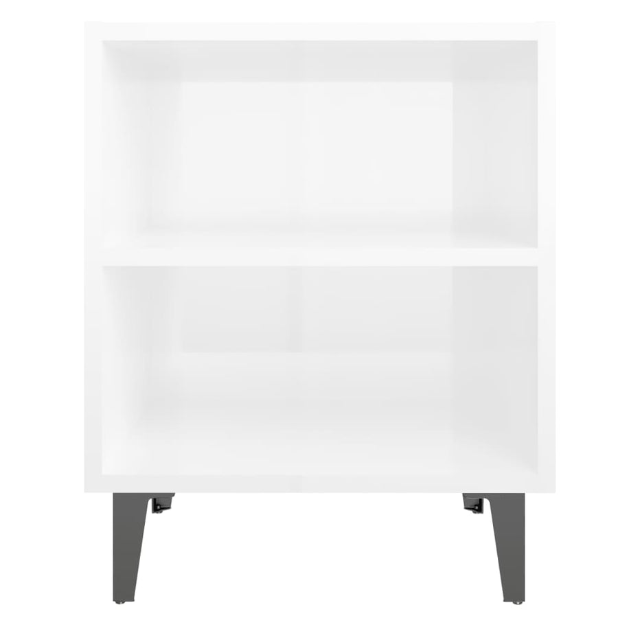 Nachtkastje Met Metalen Poten 40X30X50 Cm 1 Hoogglans wit
