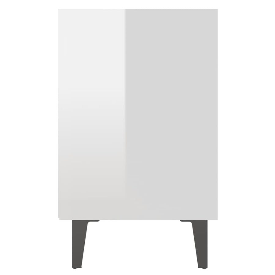 Nachtkastje Met Metalen Poten 40X30X50 Cm 1 Hoogglans wit