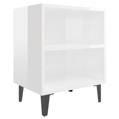Nachtkastjes Met Metalen Poten 40X30X50 Cm 2 Hoogglans wit