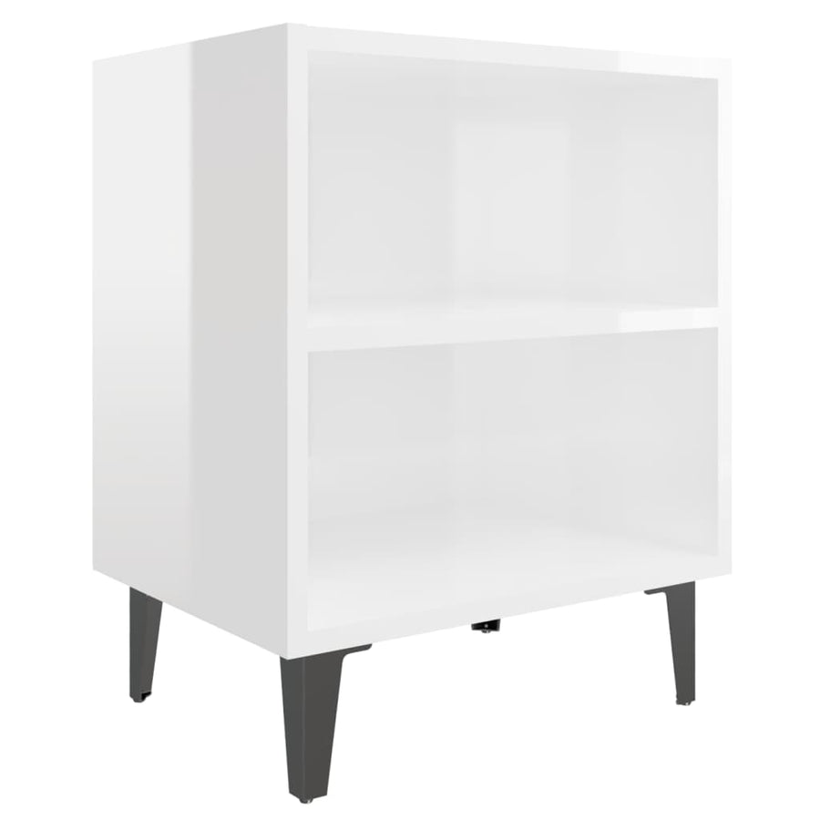 Nachtkastjes Met Metalen Poten 40X30X50 Cm 2 Hoogglans wit