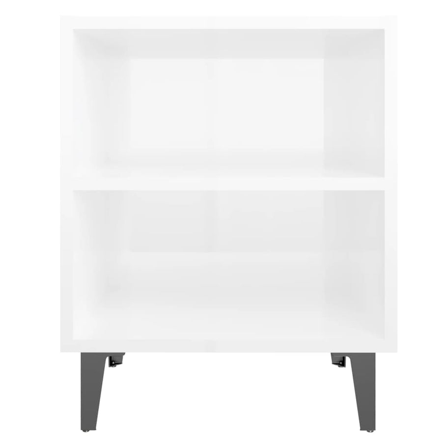 Nachtkastjes Met Metalen Poten 40X30X50 Cm 2 Hoogglans wit