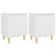 Nachtkastjes 2 st met massief houten poten 40x30x50 cm wit
