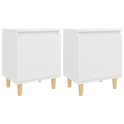 Nachtkastjes 2 st met massief houten poten 40x30x50 cm wit