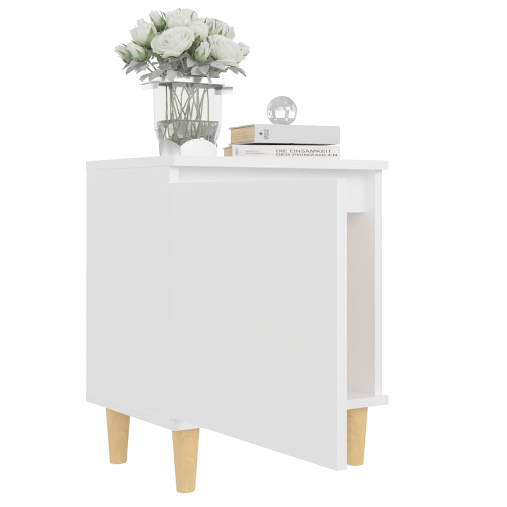 Nachtkastjes 2 st met massief houten poten 40x30x50 cm wit