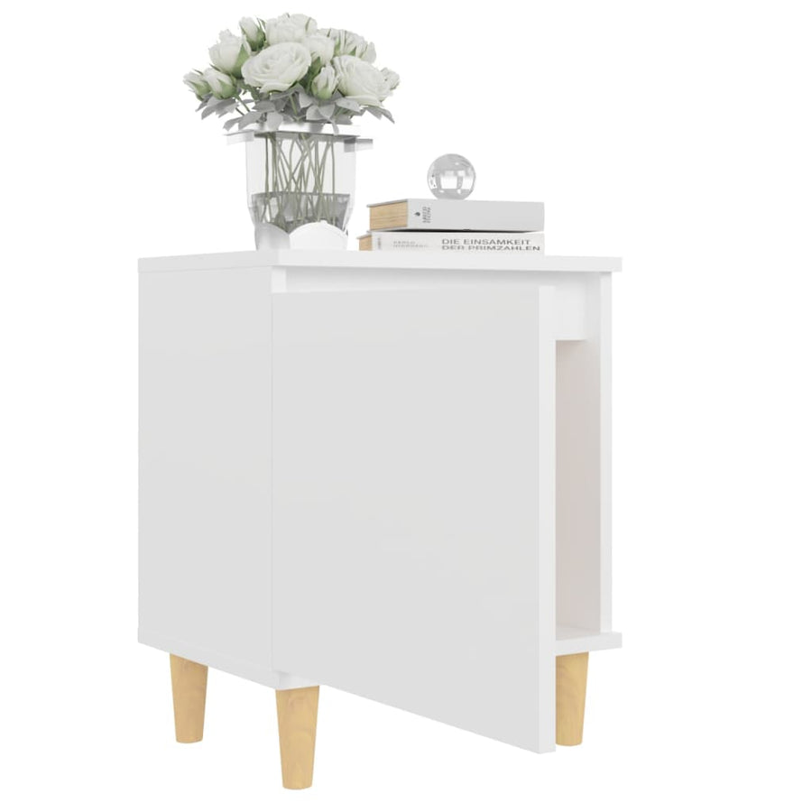 Nachtkastjes 2 st met massief houten poten 40x30x50 cm wit