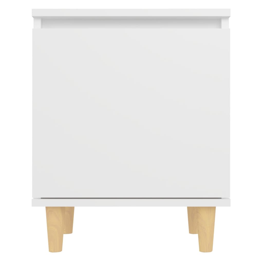 Nachtkastjes 2 st met massief houten poten 40x30x50 cm wit
