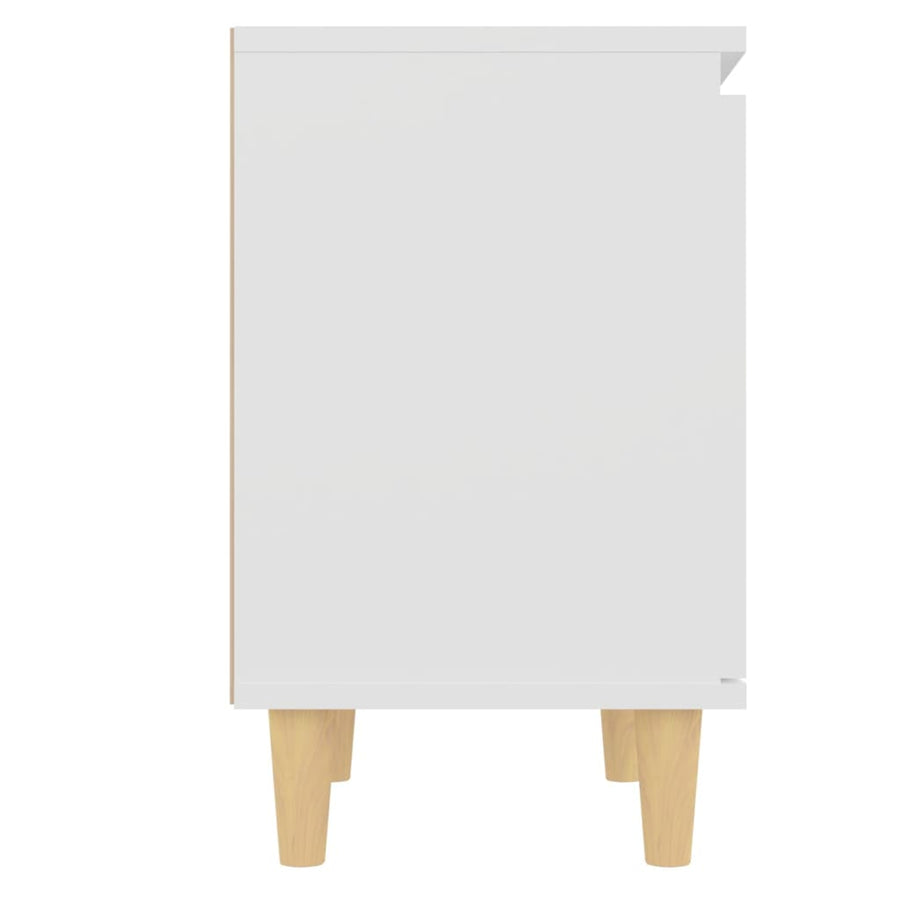 Nachtkastjes 2 st met massief houten poten 40x30x50 cm wit