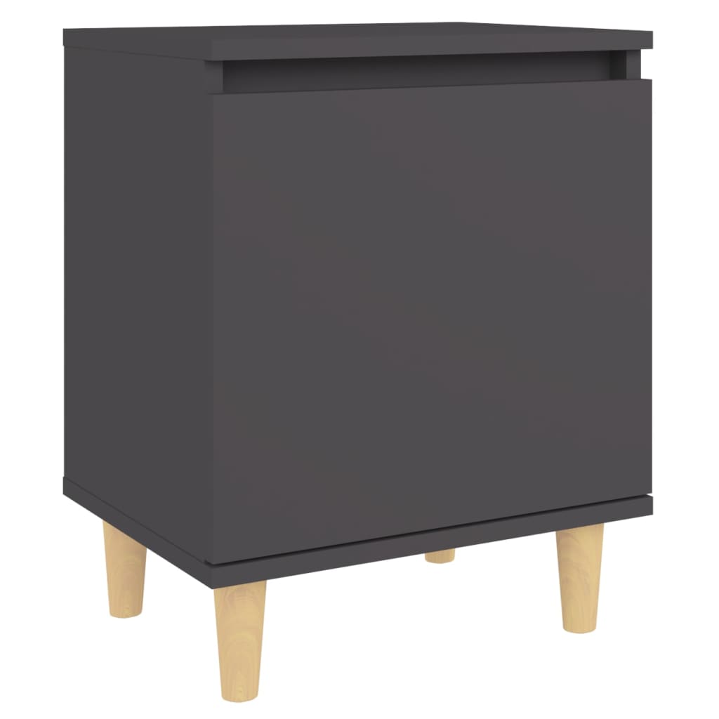 Nachtkastjes 2 st met massief houten poten 40x30x50 cm grijs