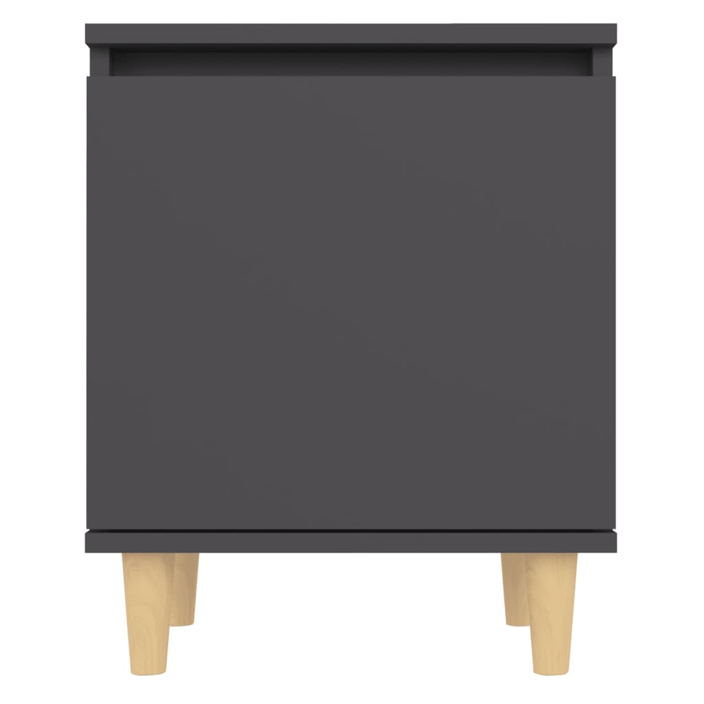 Nachtkastjes 2 st met massief houten poten 40x30x50 cm grijs