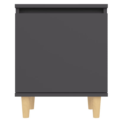 Nachtkastjes 2 st met massief houten poten 40x30x50 cm grijs