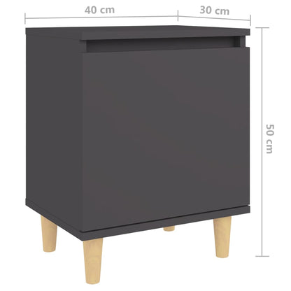 Nachtkastjes 2 st met massief houten poten 40x30x50 cm grijs