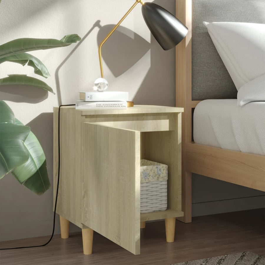 Nachtkastje Met Houten Poten 40X30X50 Cm Sonoma Eikenkleurig 1