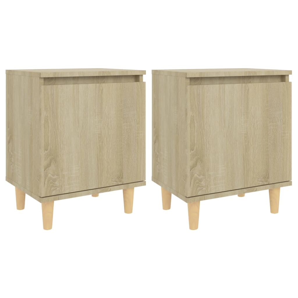 Nachtkastjes Met Houten Poten 40X30X50 Cm 2 Sonoma eiken