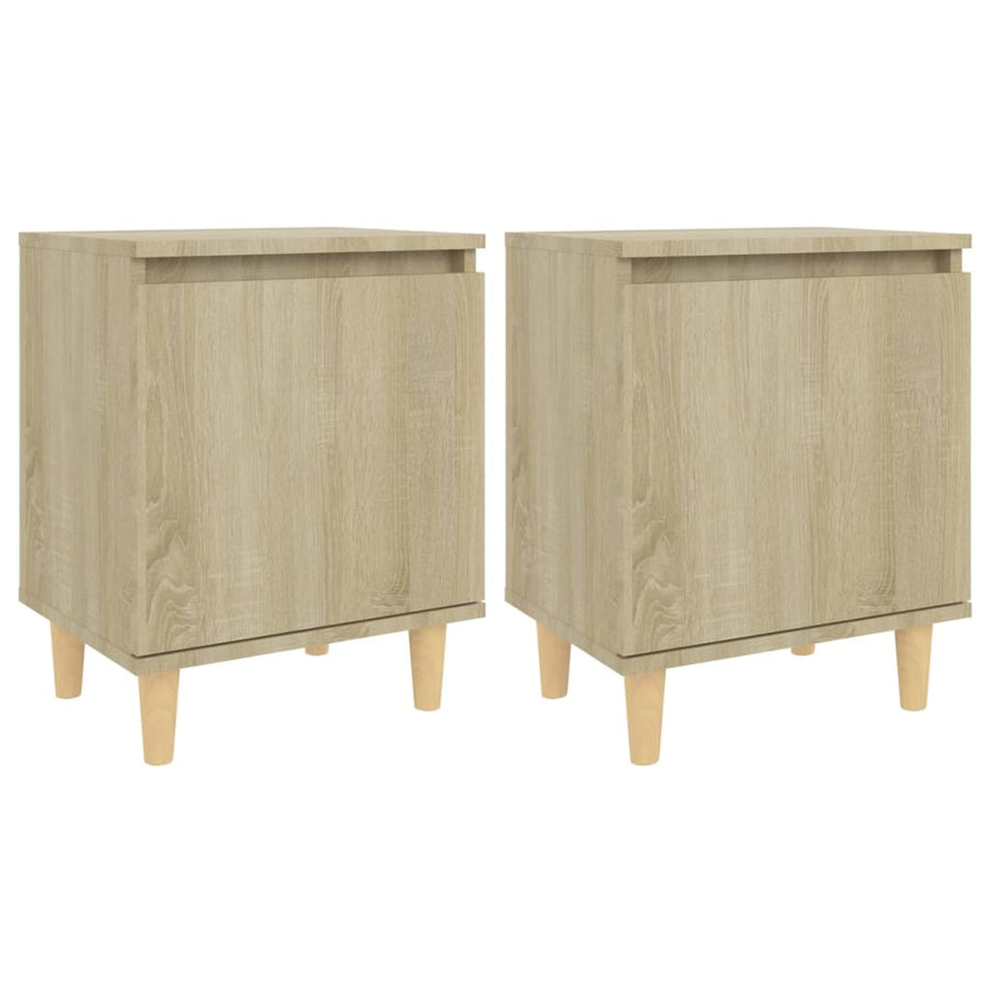 Nachtkastjes Met Houten Poten 40X30X50 Cm 2 Sonoma eiken