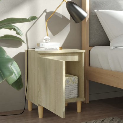 Nachtkastjes Met Houten Poten 40X30X50 Cm 2 Sonoma eiken