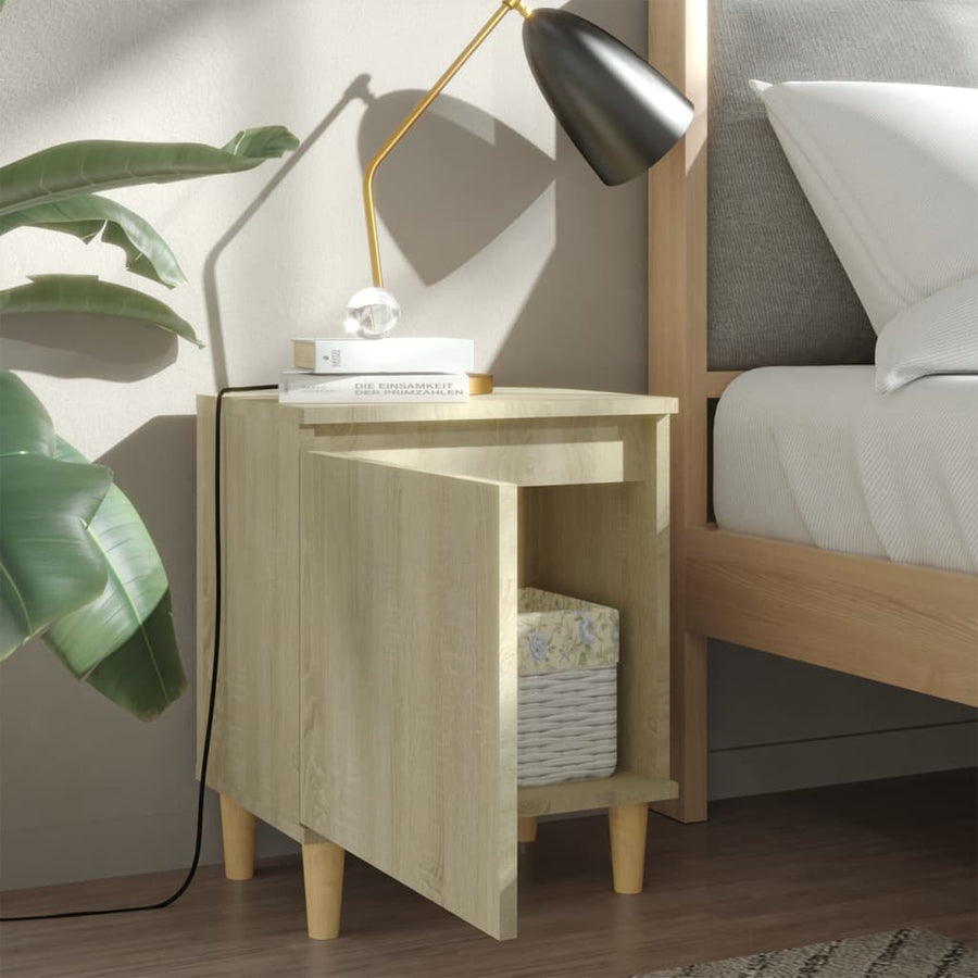 Nachtkastjes Met Houten Poten 40X30X50 Cm 2 Sonoma eiken