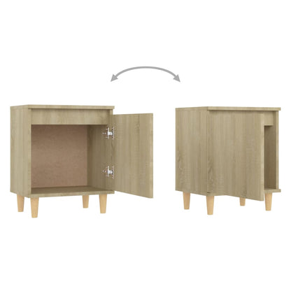 Nachtkastjes Met Houten Poten 40X30X50 Cm 2 Sonoma eiken