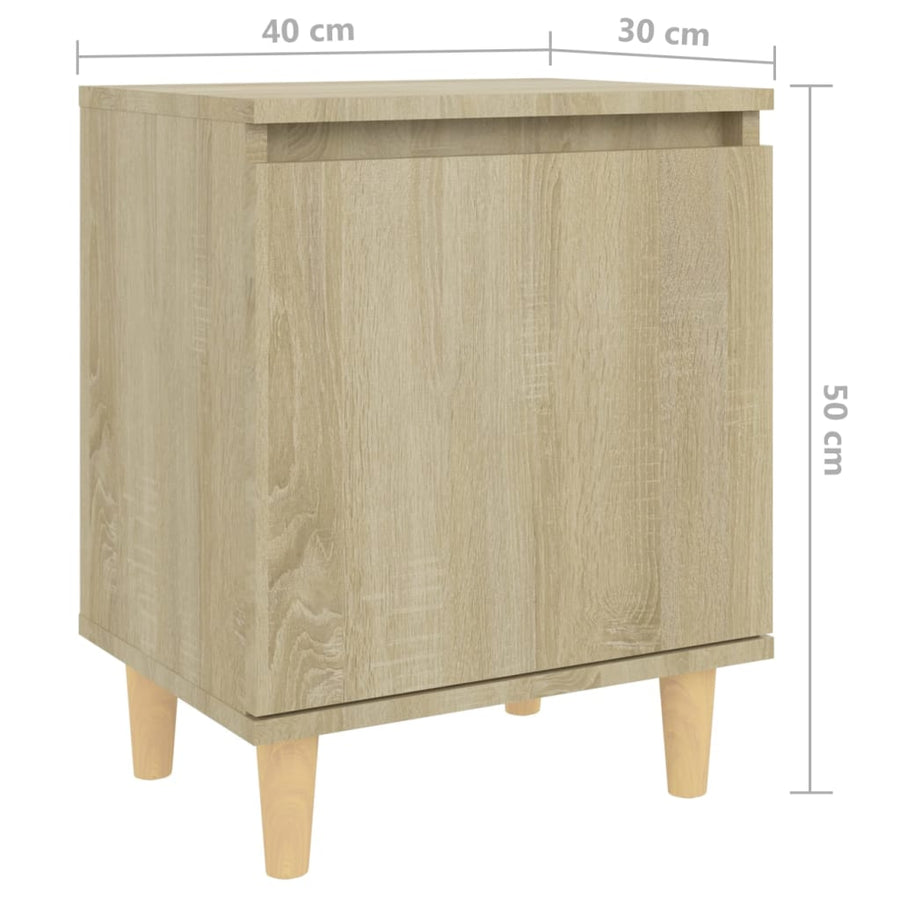 Nachtkastjes Met Houten Poten 40X30X50 Cm 2 Sonoma eiken
