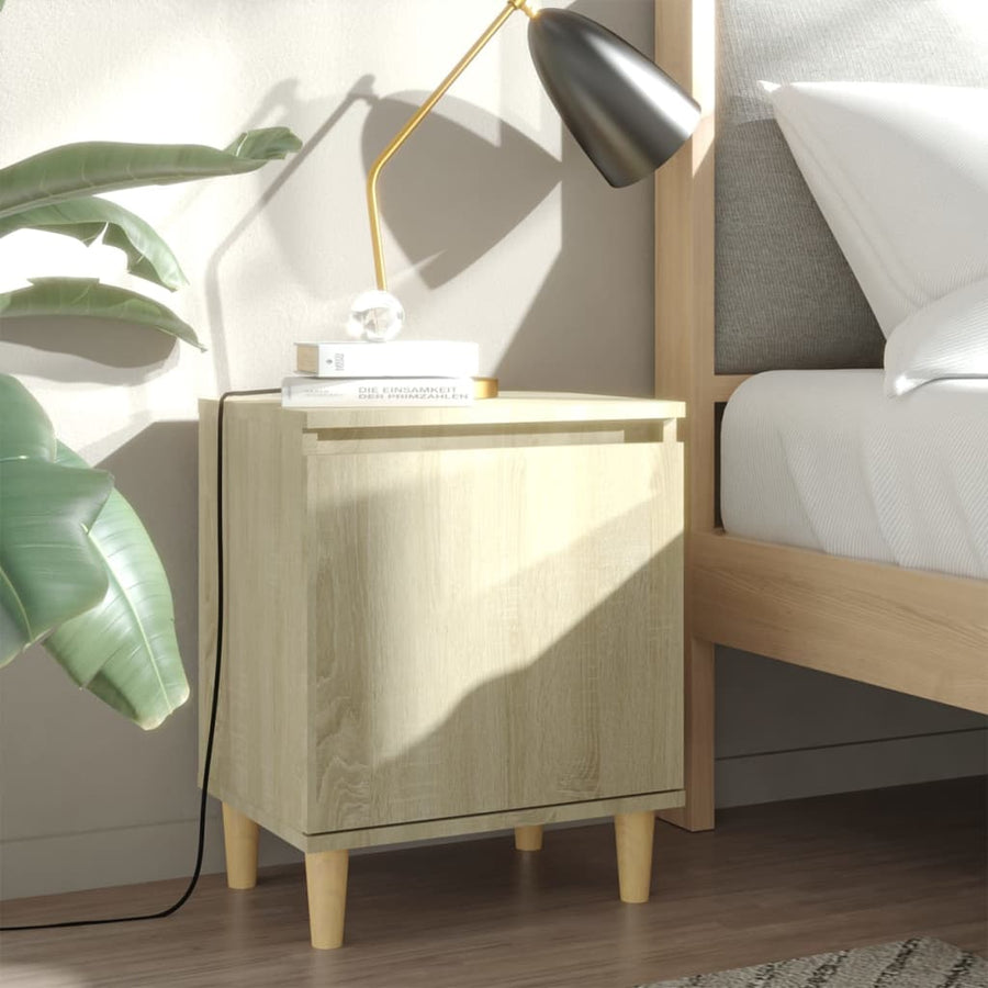 Nachtkastjes Met Houten Poten 40X30X50 Cm 2 Sonoma eiken