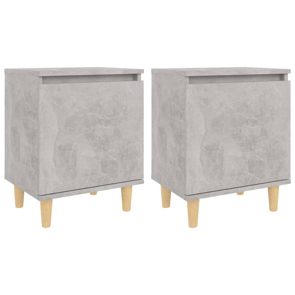 Nachtkastjes Met Houten Poten 40X30X50 Cm 2 Betongrijs