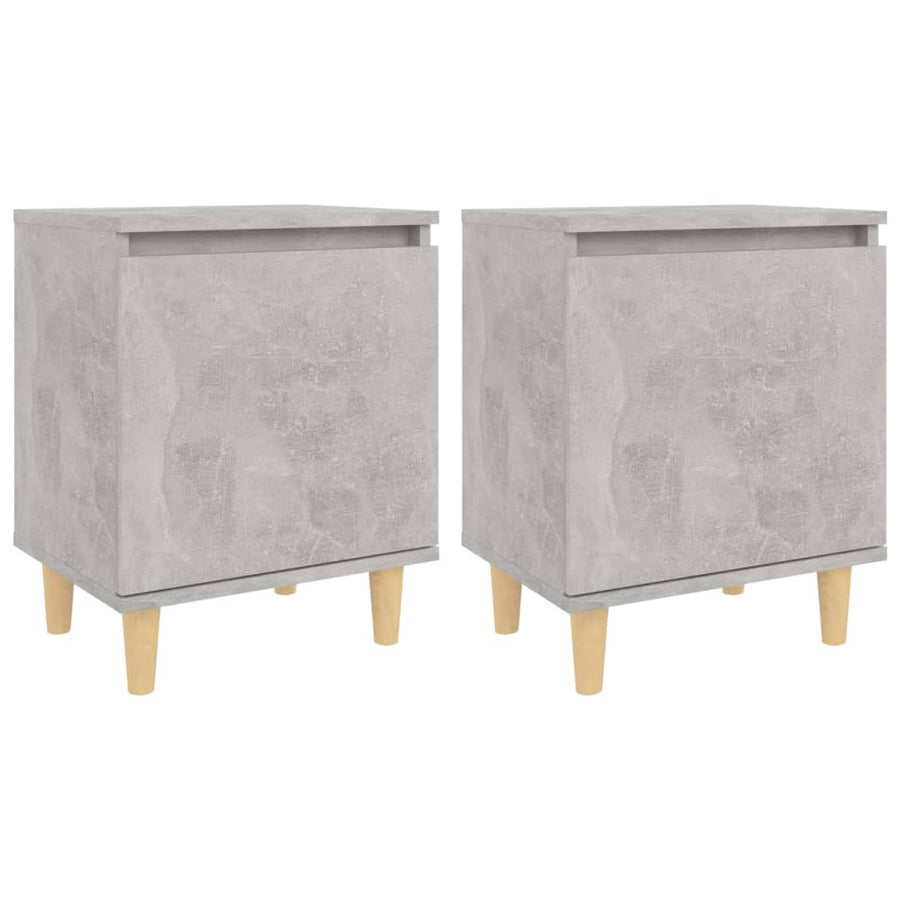 Nachtkastjes Met Houten Poten 40X30X50 Cm 2 Betongrijs