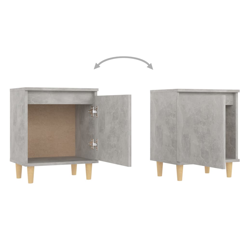 Nachtkastjes Met Houten Poten 40X30X50 Cm 2 Betongrijs
