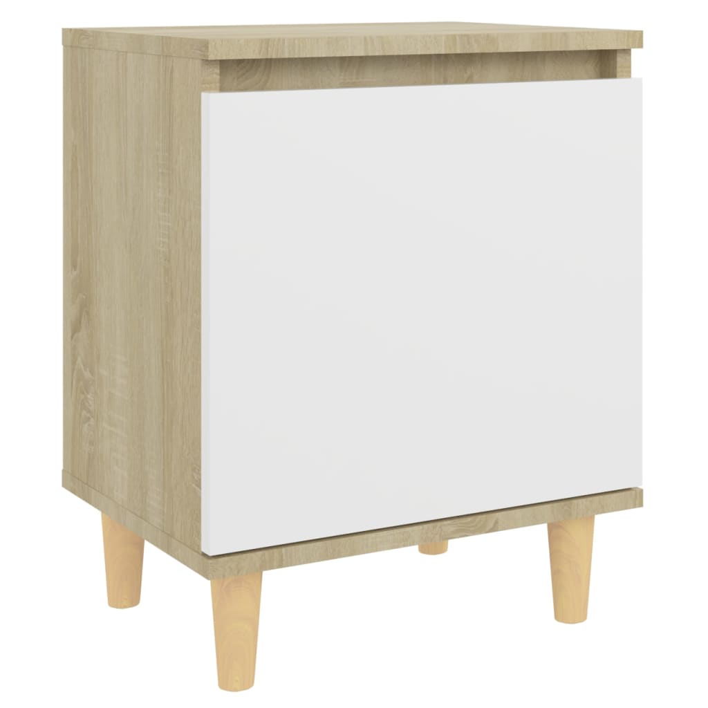 Nachtkastjes Met Houten Poten 40X30X50 Cm 2 sonoma eiken en wit