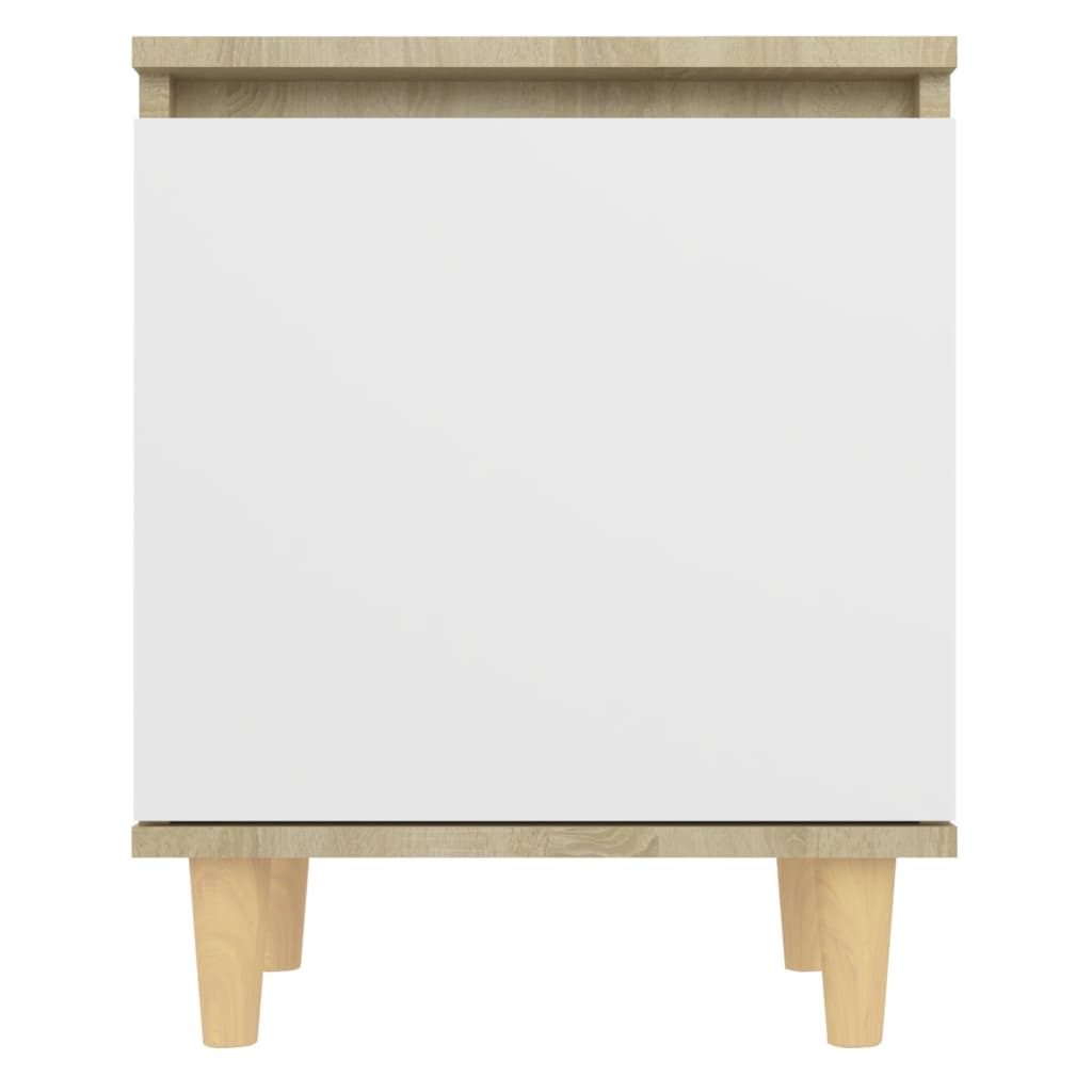 Nachtkastjes Met Houten Poten 40X30X50 Cm 2 sonoma eiken en wit