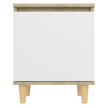Nachtkastjes Met Houten Poten 40X30X50 Cm 2 sonoma eiken en wit