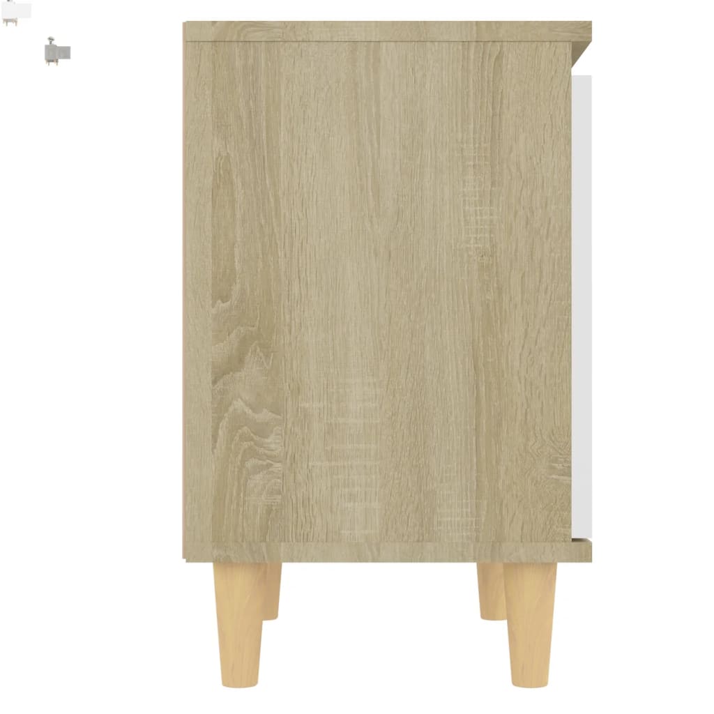 Nachtkastjes Met Houten Poten 40X30X50 Cm 2 sonoma eiken en wit