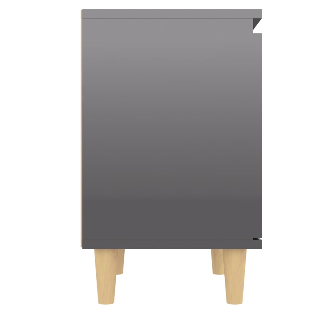 Nachtkastje met houten poten 40x30x50 cm hoogglans grijs