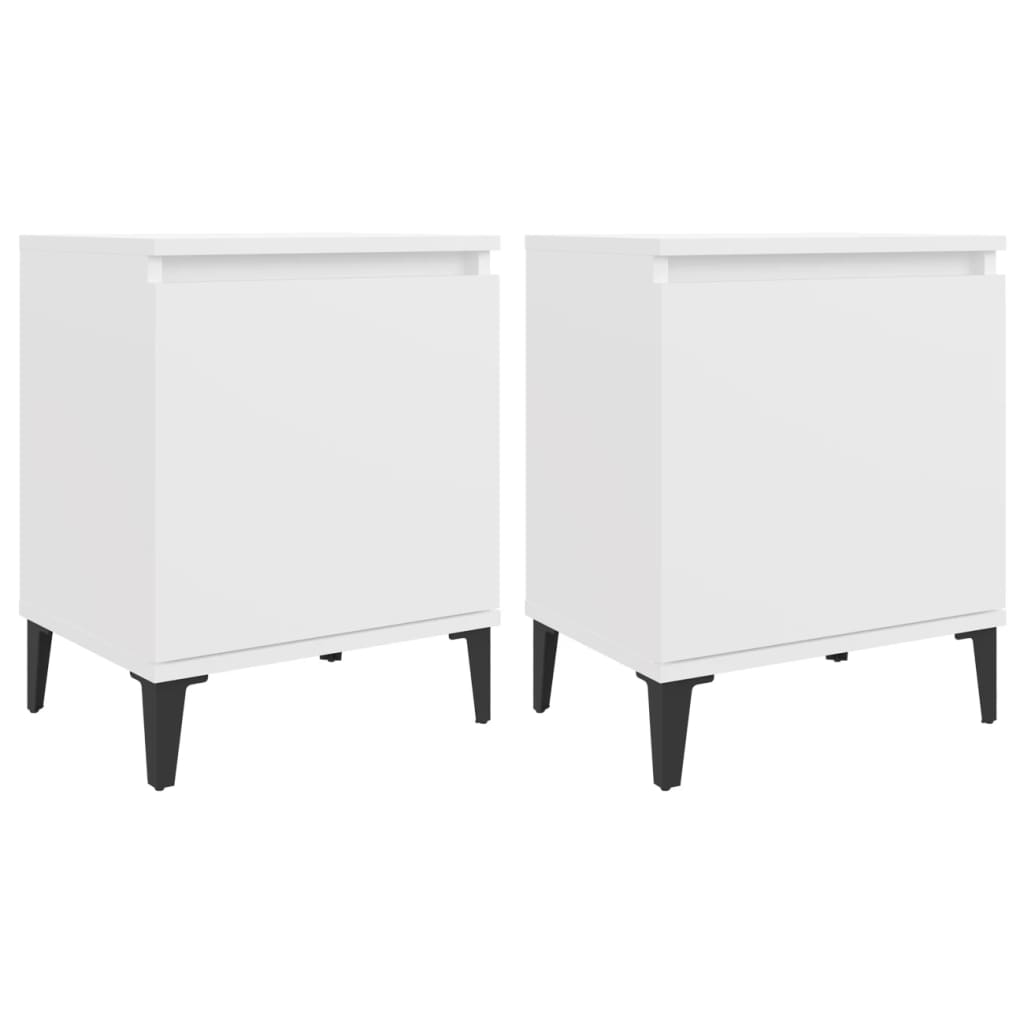 Nachtkastjes Met Metalen Poten 40X30X50 Cm 2 Wit