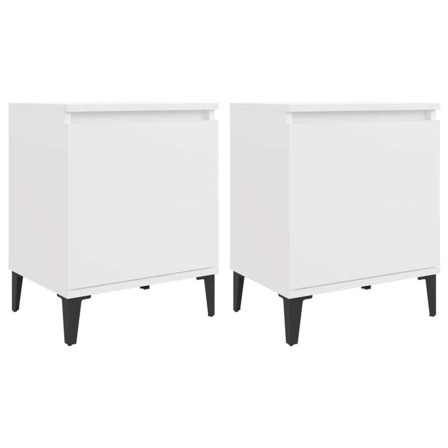 Nachtkastjes Met Metalen Poten 40X30X50 Cm 2 Wit