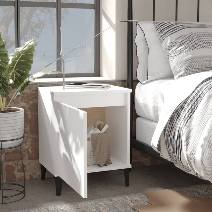 Nachtkastjes Met Metalen Poten 40X30X50 Cm 2 Wit