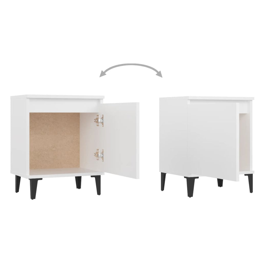 Nachtkastjes Met Metalen Poten 40X30X50 Cm 2 Wit