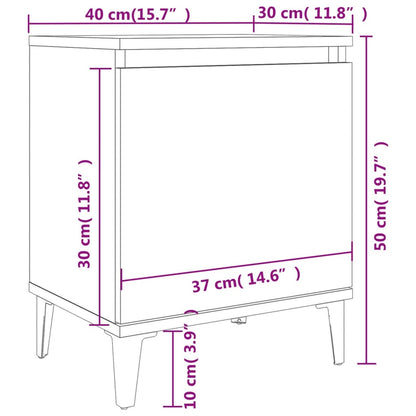 Nachtkastjes Met Metalen Poten 40X30X50 Cm 2 Wit
