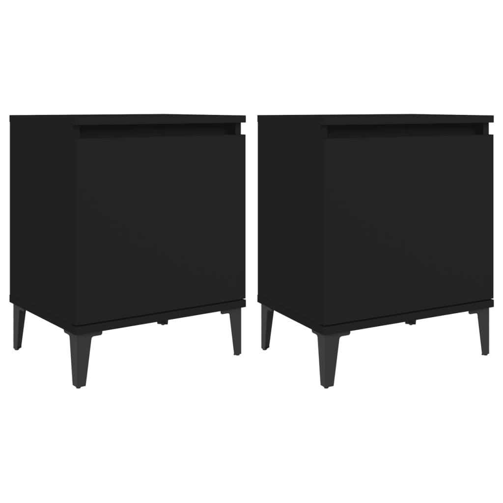 Nachtkastjes met metalen poten 40x30x50 cm zwart