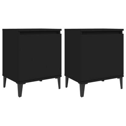 Nachtkastjes met metalen poten 40x30x50 cm zwart