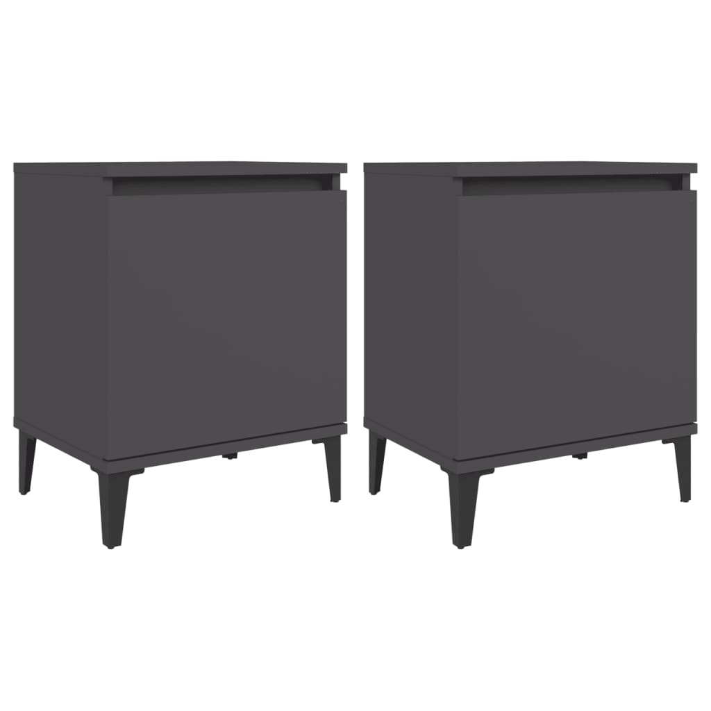 Nachtkastjes met metalen poten 40x30x50 cm grijs