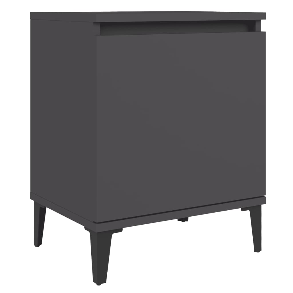 Nachtkastjes met metalen poten 40x30x50 cm grijs