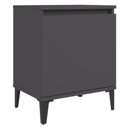 Nachtkastjes met metalen poten 40x30x50 cm grijs