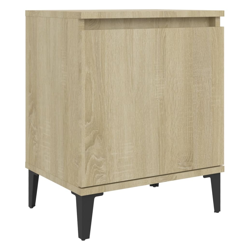 Nachtkastje Met Metalen Poten 40X30X50 Cm Kleurig 1 Sonoma eiken
