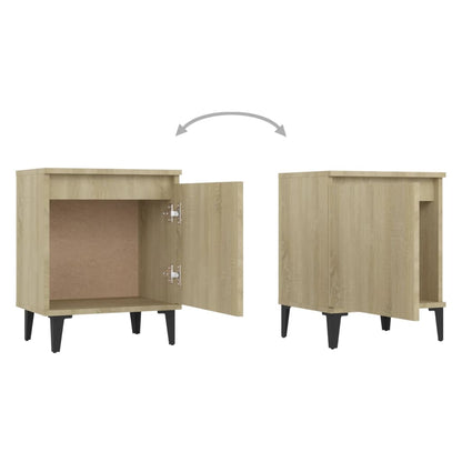 Nachtkastje Met Metalen Poten 40X30X50 Cm Kleurig 1 Sonoma eiken
