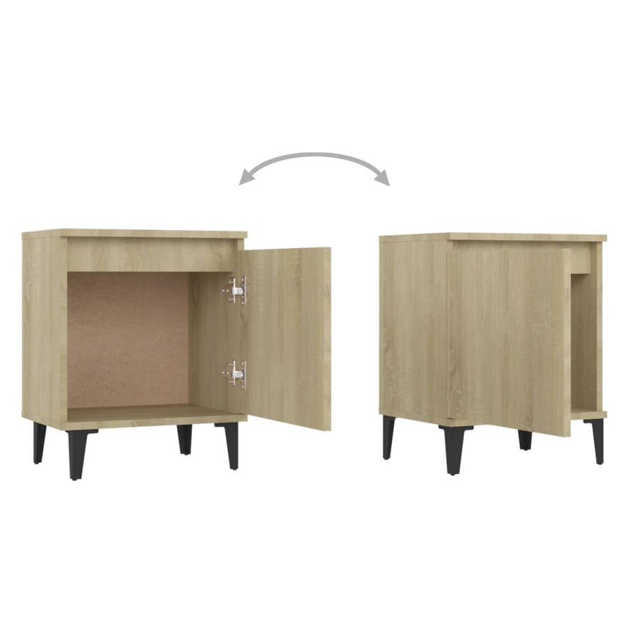 Nachtkastje Met Metalen Poten 40X30X50 Cm Kleurig 1 Sonoma eiken