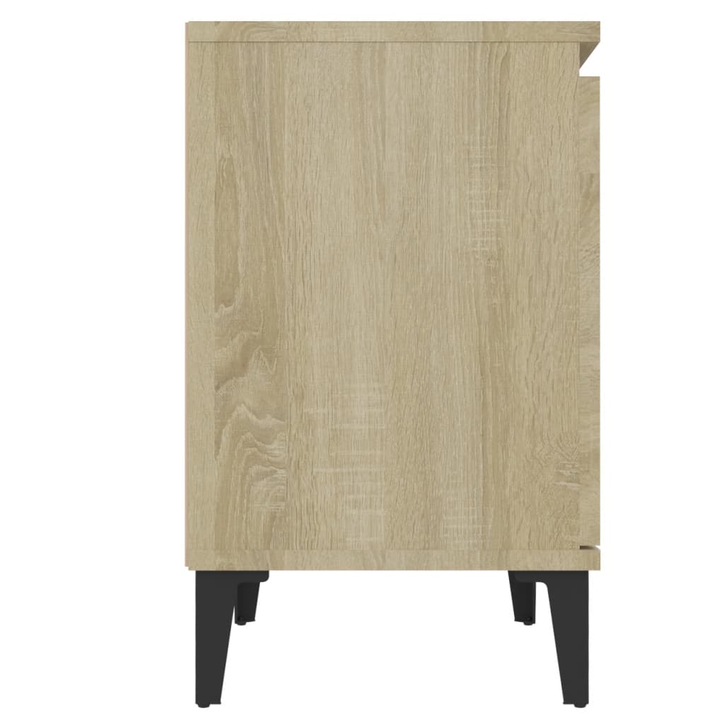 Nachtkastje Met Metalen Poten 40X30X50 Cm Kleurig 1 Sonoma eiken