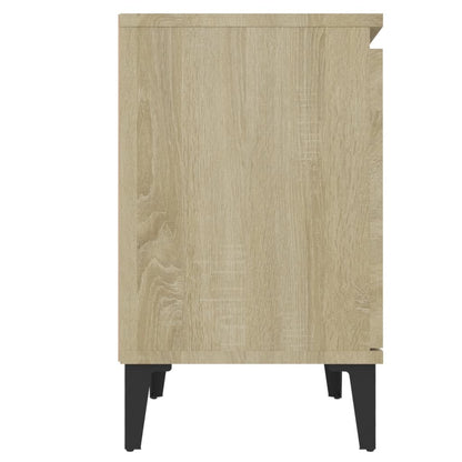 Nachtkastje Met Metalen Poten 40X30X50 Cm Kleurig 1 Sonoma eiken