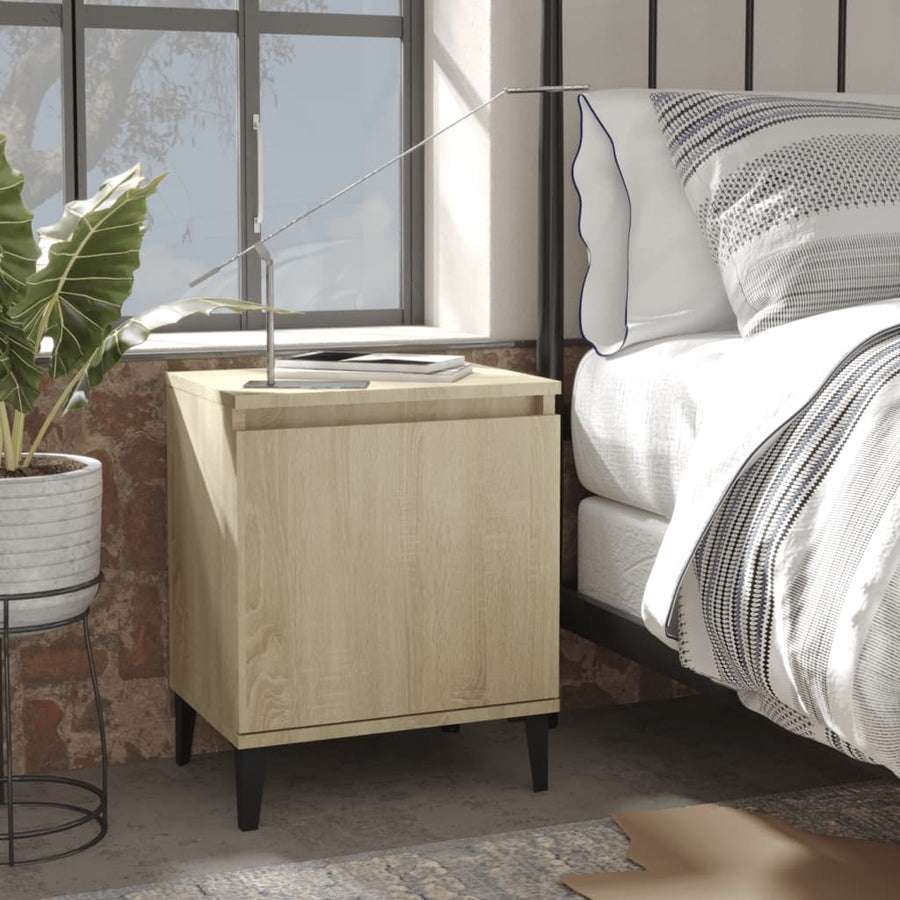 Nachtkastje Met Metalen Poten 40X30X50 Cm Kleurig 1 Sonoma eiken