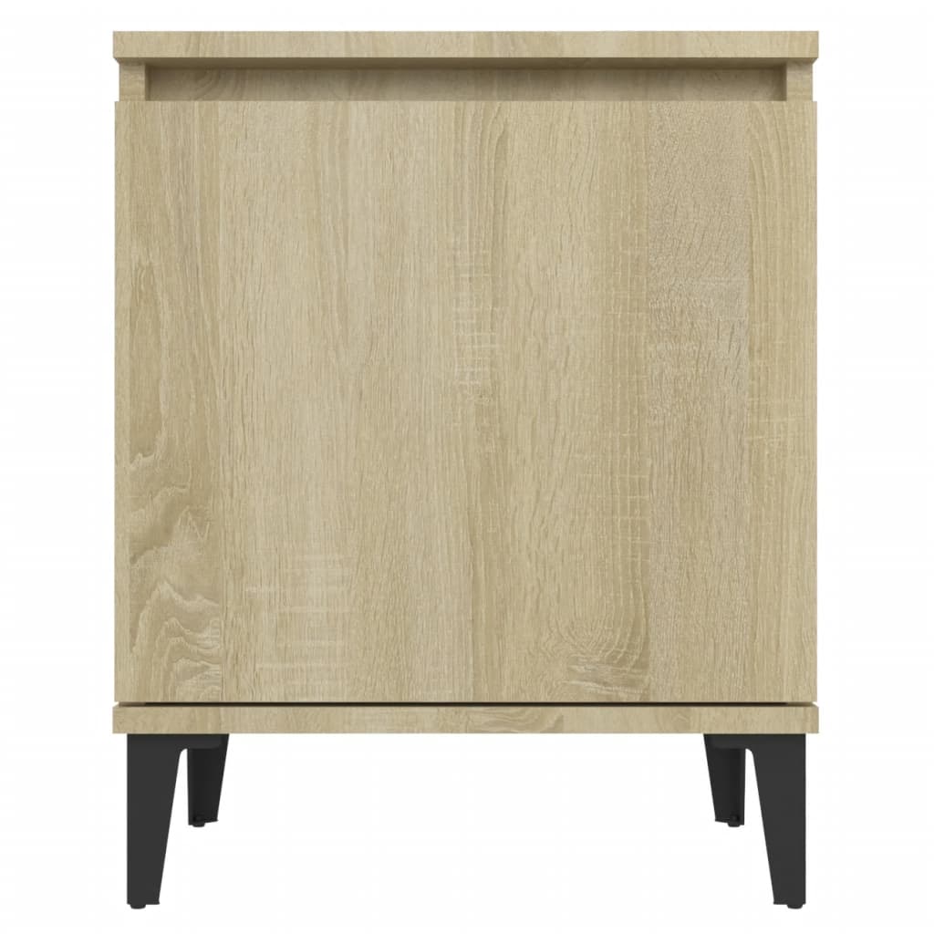 Nachtkastjes met metalen poten 40x30x50 cm sonoma eikenkleurig